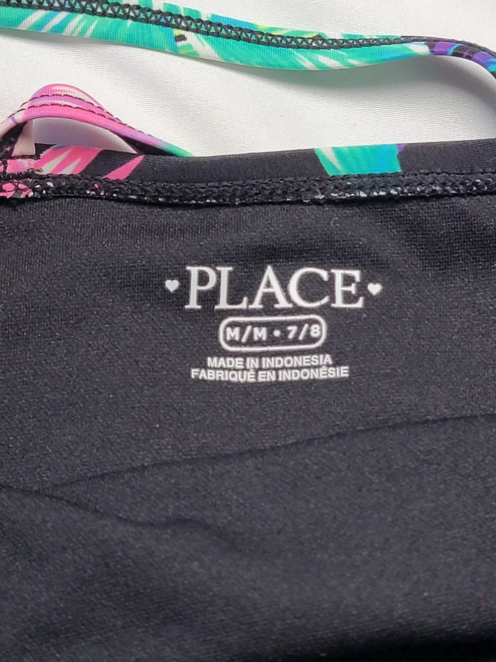 The Children's Place Black Floral One-Piece Swimsuit - Size M (7/8)